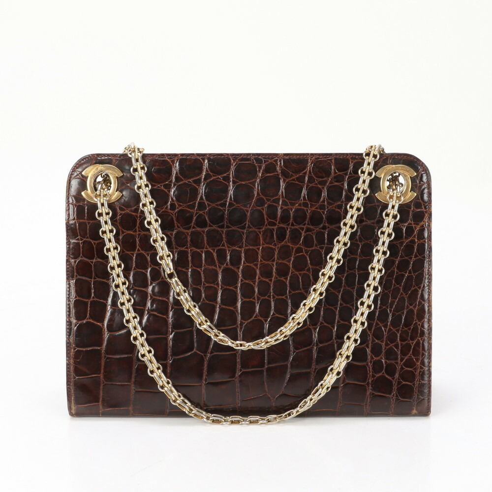 Chanel Crocodile Leather Gold Chain Shoulder Bag